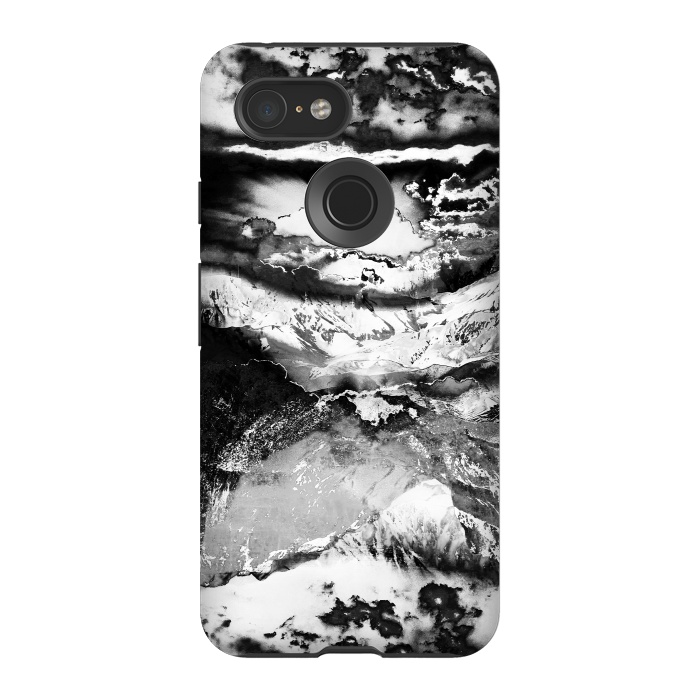 Pixel 3 StrongFit Black and white mountain landscape at dawn  by Oana 