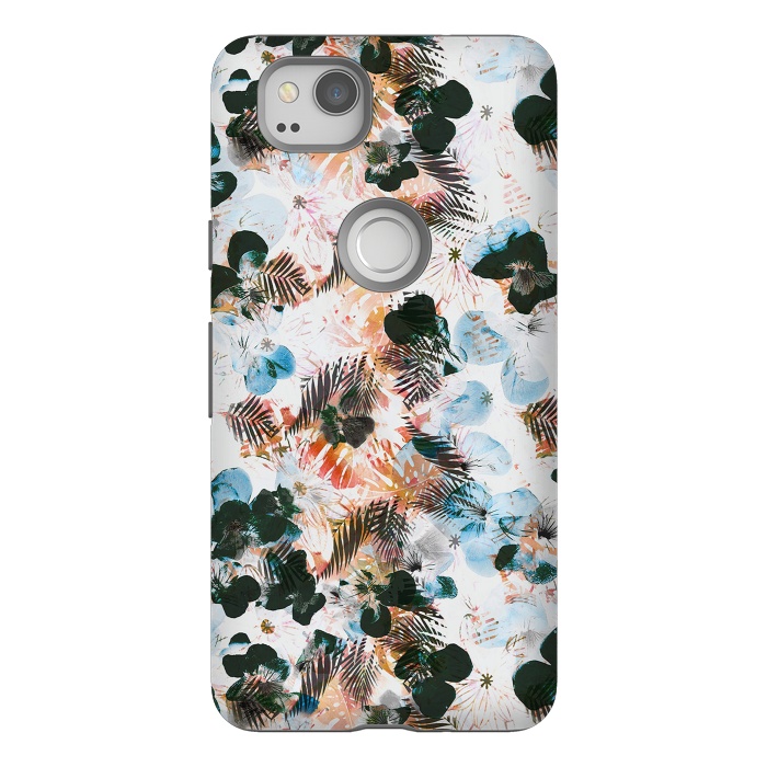 Pixel 2 StrongFit Ink pansy petals and foliage pattern by Oana 