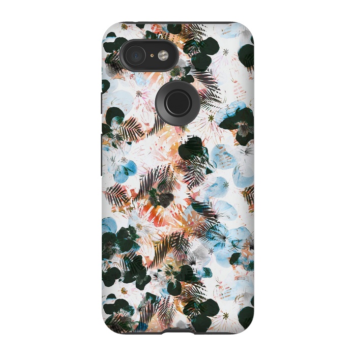 Pixel 3 StrongFit Ink pansy petals and foliage pattern by Oana 
