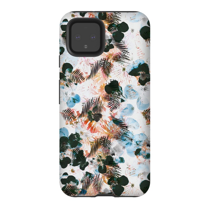 Pixel 4 StrongFit Ink pansy petals and foliage pattern by Oana 