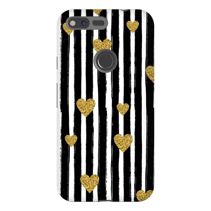 Pixel XL StrongFit BLACK STRIPES WITH HEARTS by MALLIKA