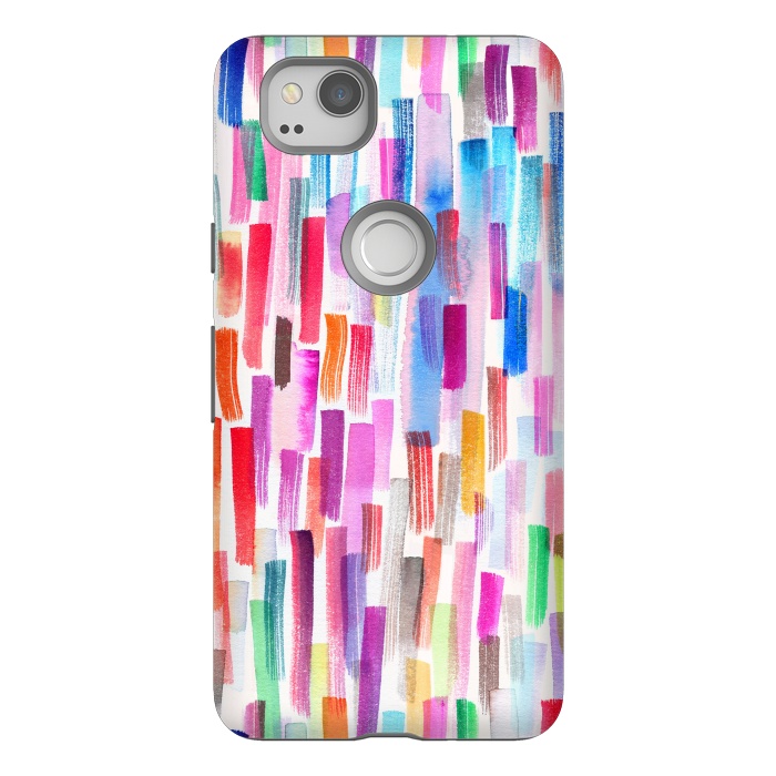 Pixel 2 StrongFit Colorful Brushstrokes  by Ninola Design