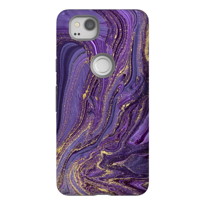 Pixel 2 StrongFit Purple and Gold Marble by ArtsCase