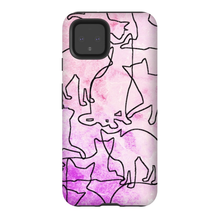 Pixel 4 StrongFit Line art tangled cats by Oana 