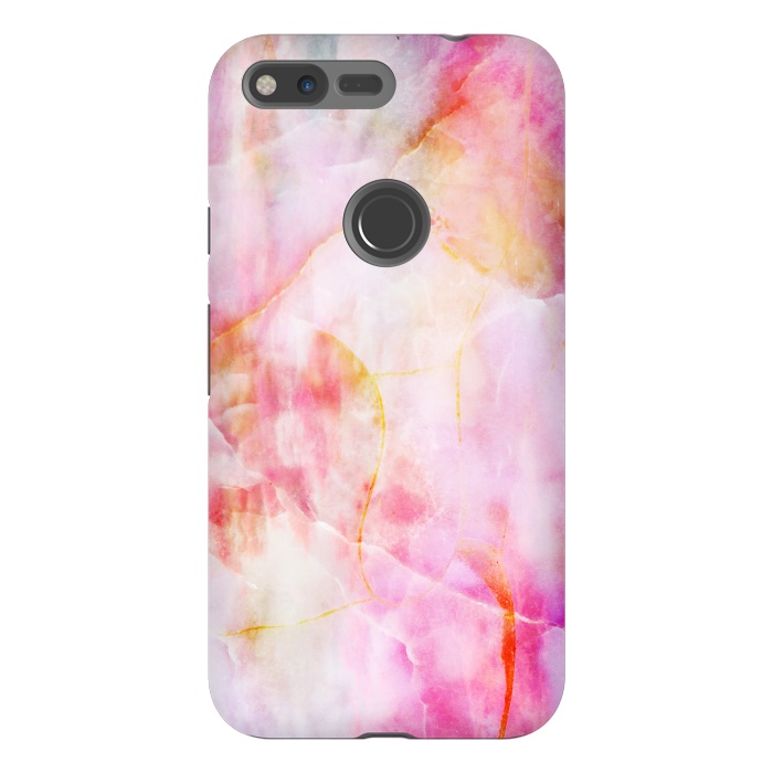 Pixel XL StrongFit Watercolor painted pink marble by Oana 