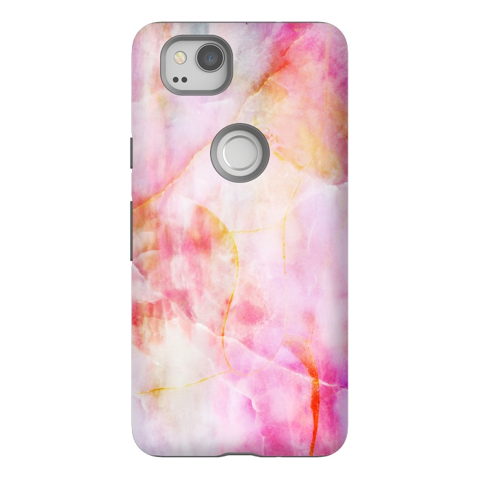 Pixel 2 StrongFit Watercolor painted pink marble by Oana 