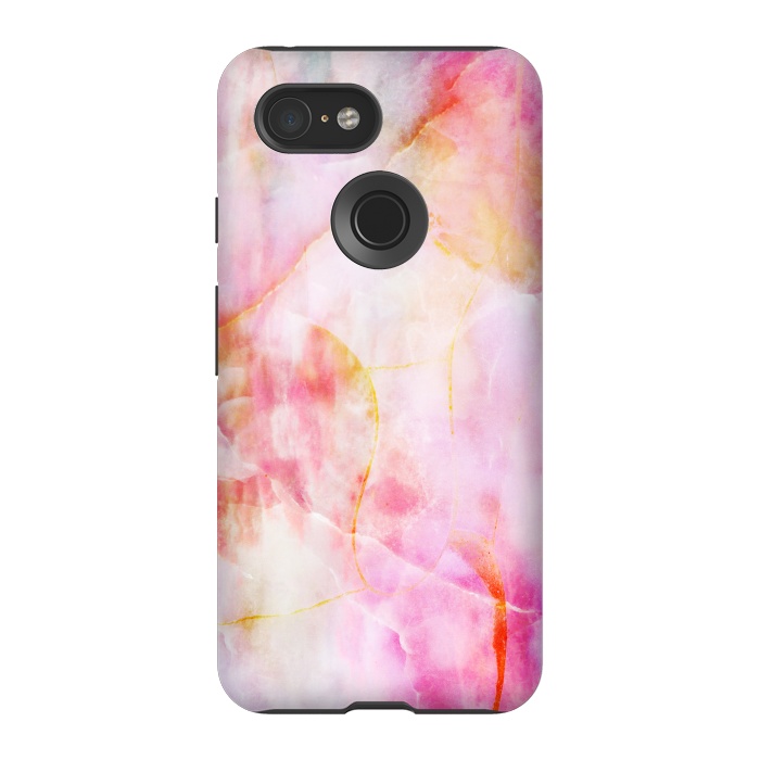 Pixel 3 StrongFit Watercolor painted pink marble by Oana 