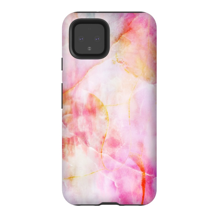 Pixel 4 StrongFit Watercolor painted pink marble by Oana 