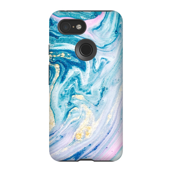 Pixel 3 StrongFit Pink and Blue Marble by ArtsCase