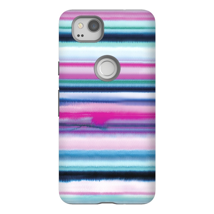 Pixel 2 StrongFit Ombre Stripes Watercolor Pink by Ninola Design