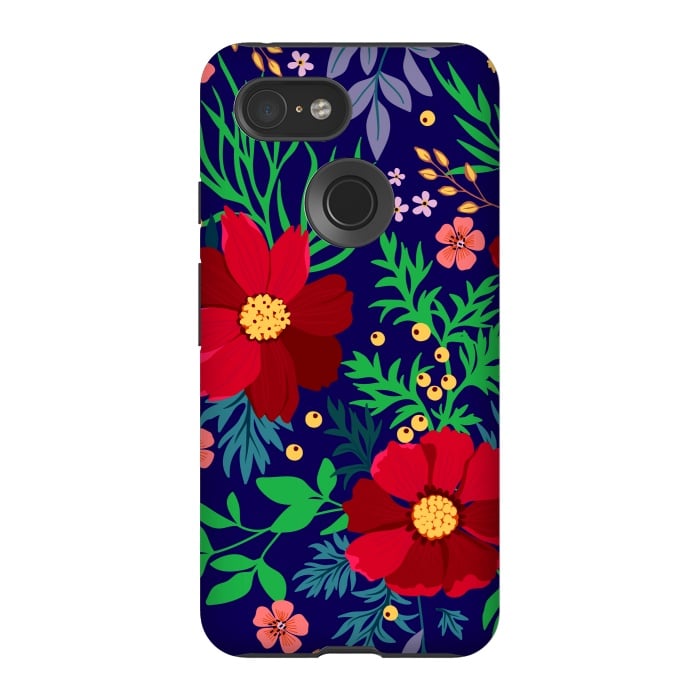 Pixel 3 StrongFit Red Flowers In The Ocean by ArtsCase