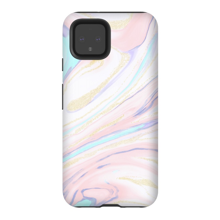 Pixel 4 StrongFit Modern golden marbleized abstract design by InovArts