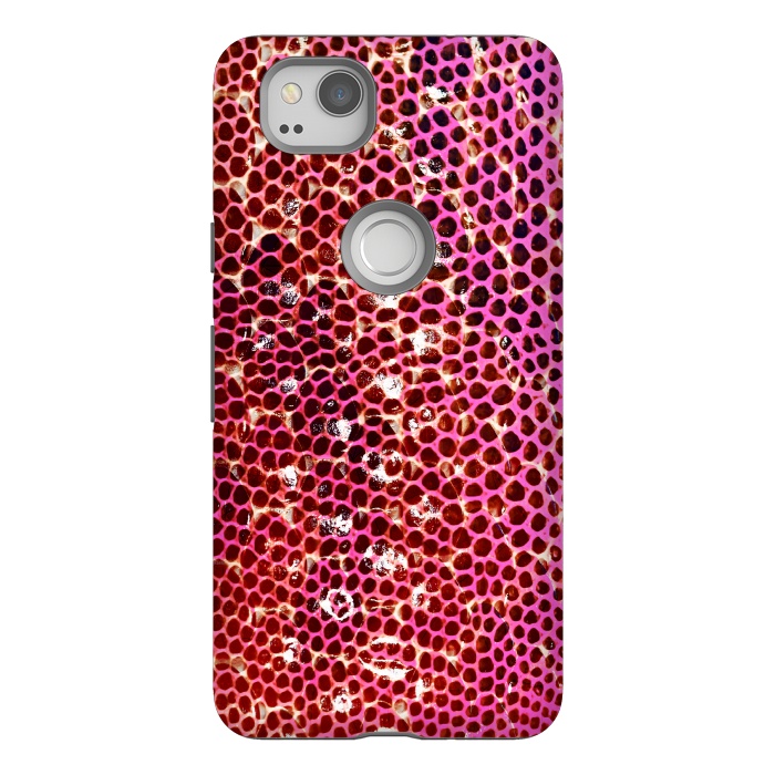 Pixel 2 StrongFit Gradient pink red snake skin pattern by Oana 
