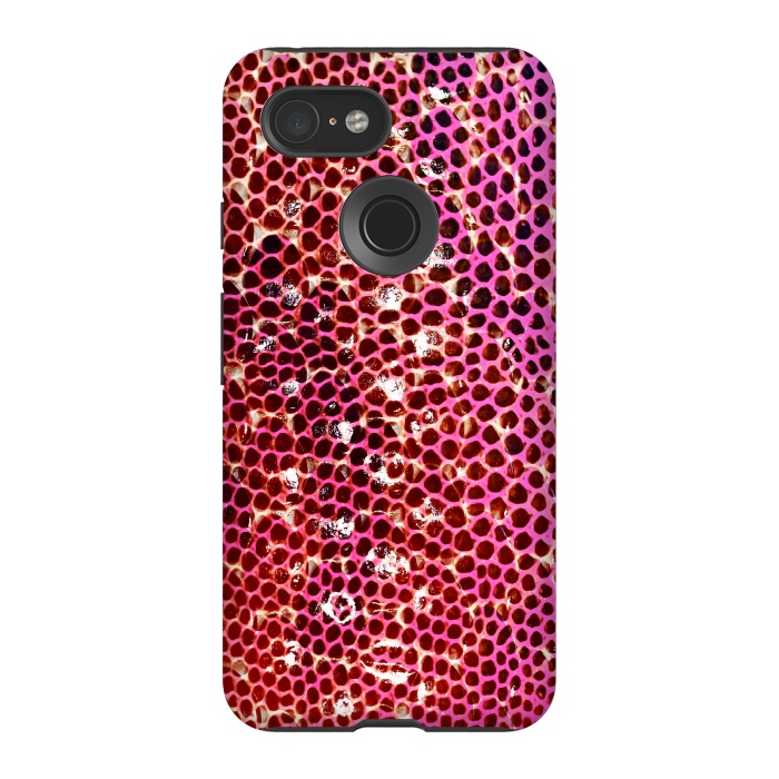 Pixel 3 StrongFit Gradient pink red snake skin pattern by Oana 