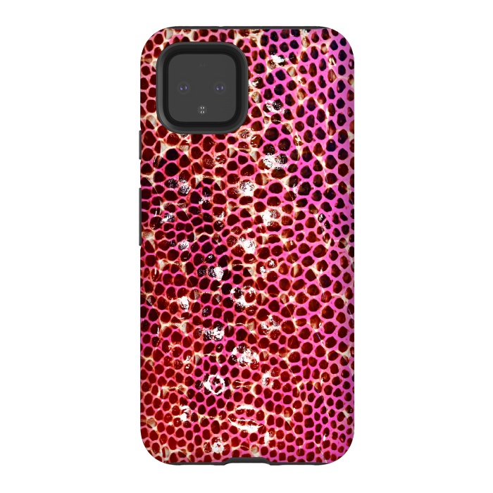 Pixel 4 StrongFit Gradient pink red snake skin pattern by Oana 