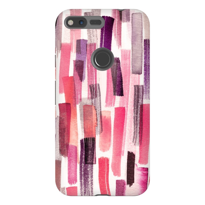 Pixel XL StrongFit Colorful Brushstrokes Living Coral by Ninola Design