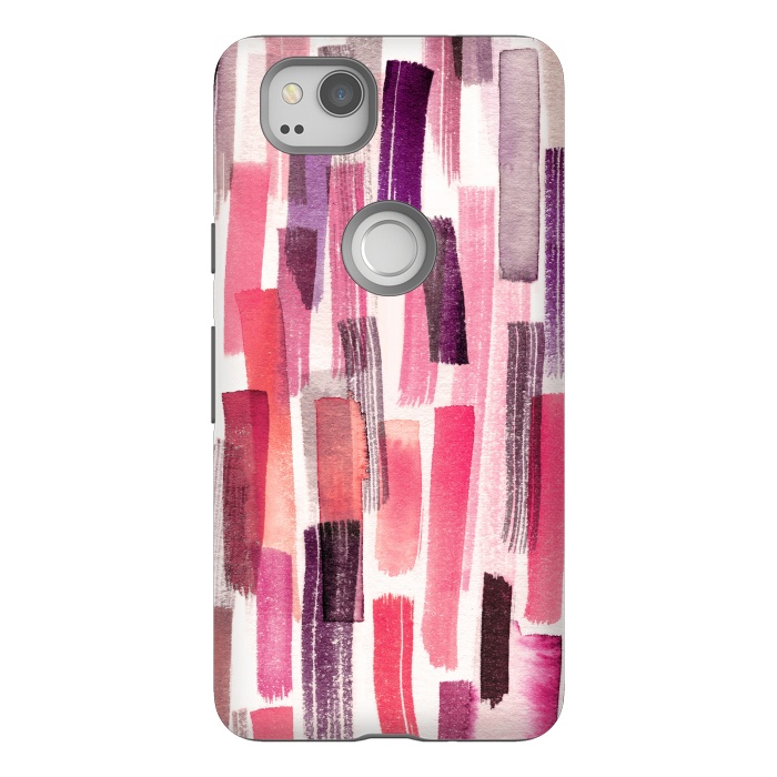Pixel 2 StrongFit Colorful Brushstrokes Living Coral by Ninola Design