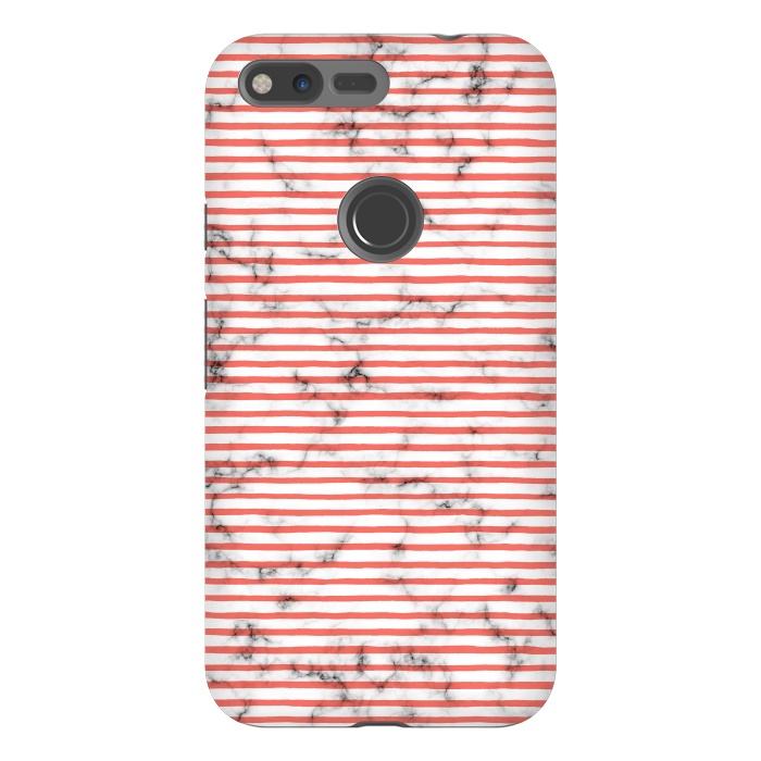 Pixel XL StrongFit Marble Marker Coral Stripes by Ninola Design