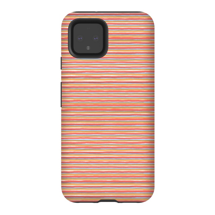 Pixel 4 StrongFit Multi Marker Stripes Summer Coral by Ninola Design