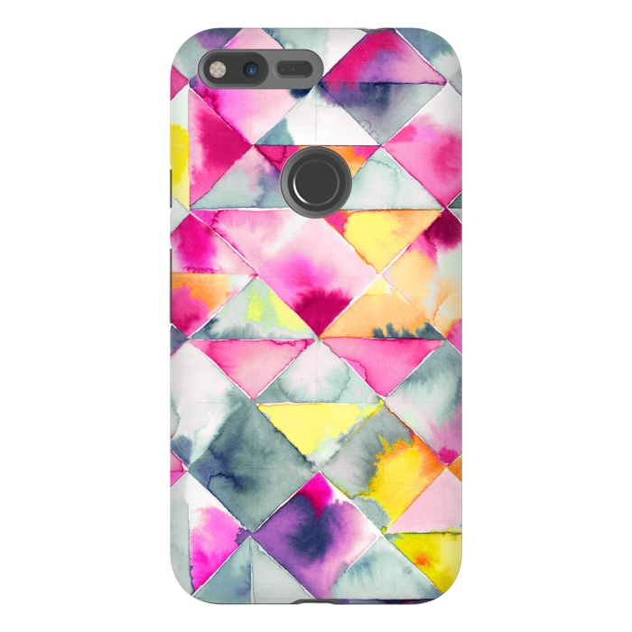 Pixel XL StrongFit Watercolor Squares Triangles Fresh by Ninola Design