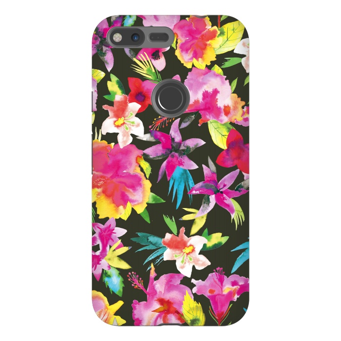 Pixel XL StrongFit Caribbean Flowers and Palms by Ninola Design