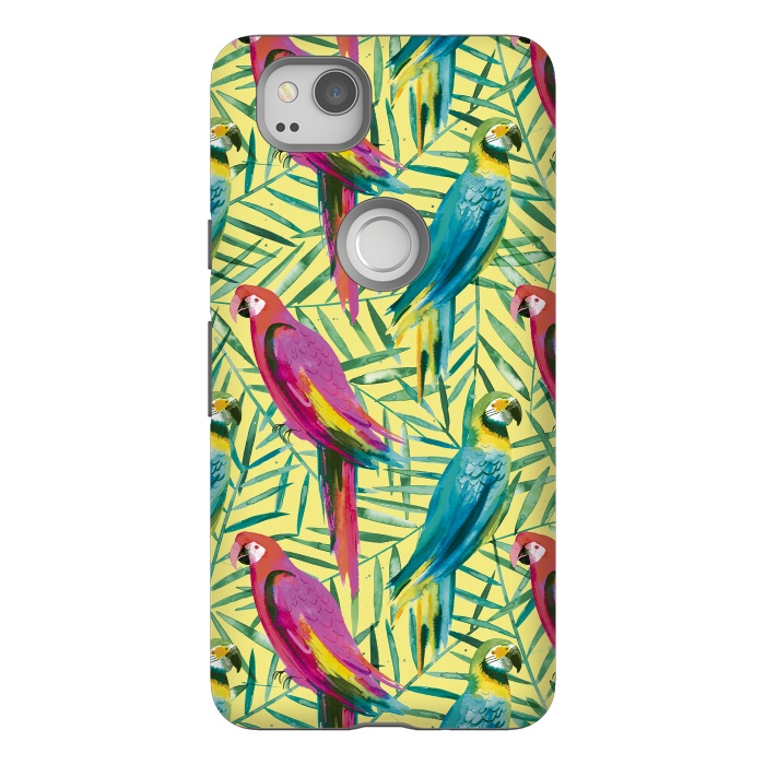 Pixel 2 StrongFit Tropical Parrots and Palms by Ninola Design