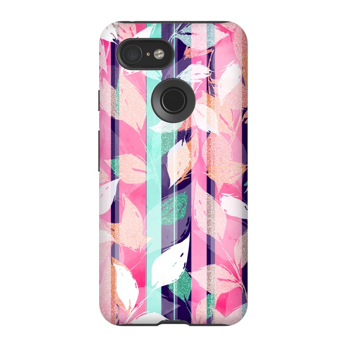 Pixel 3 StrongFit Cute Violet foliage brush paint design  by InovArts