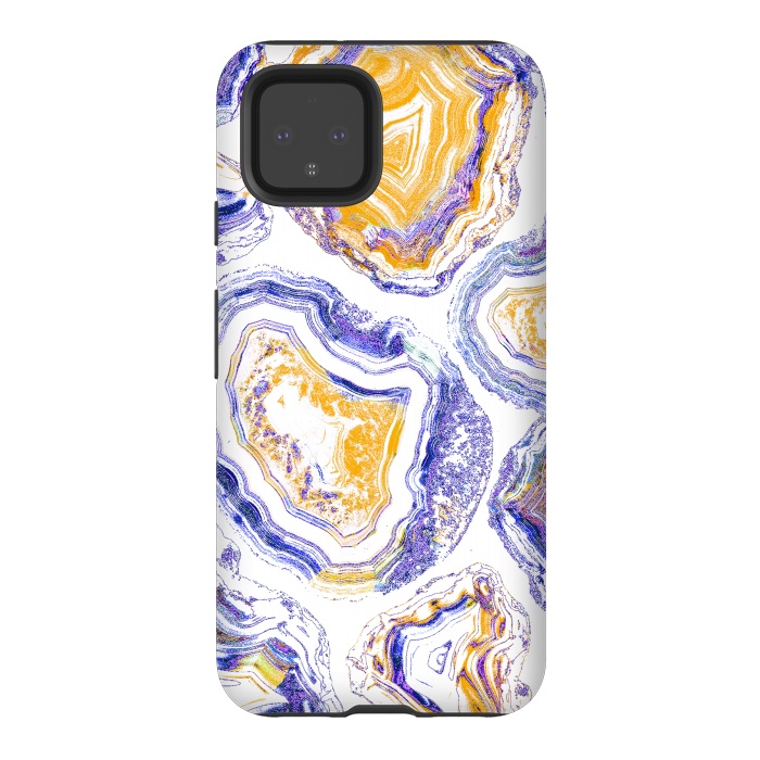 Pixel 4 StrongFit Agate gemstone marble colorful painting by Oana 