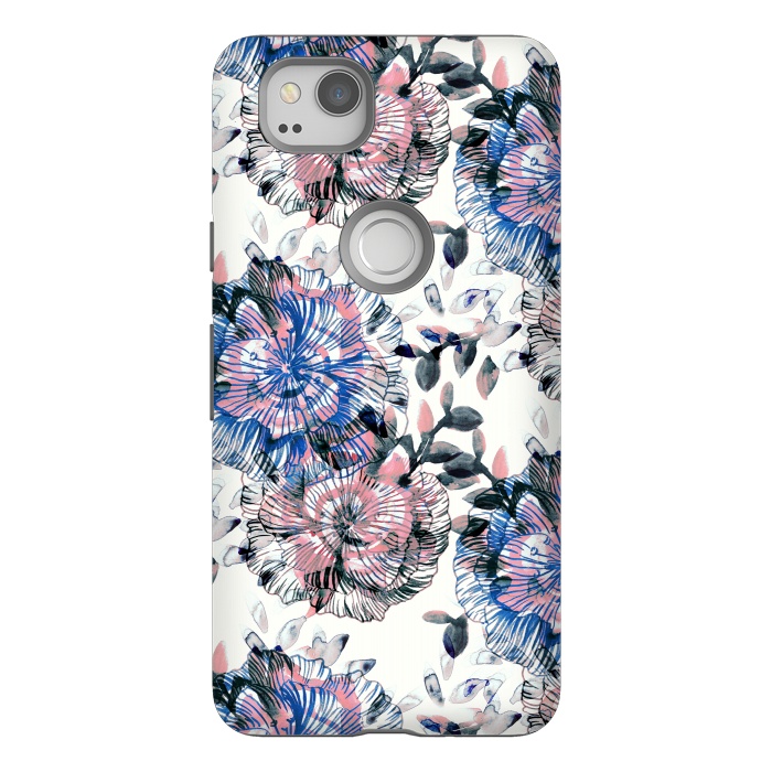 Pixel 2 StrongFit Watercolor painted flowers and foliage by Oana 