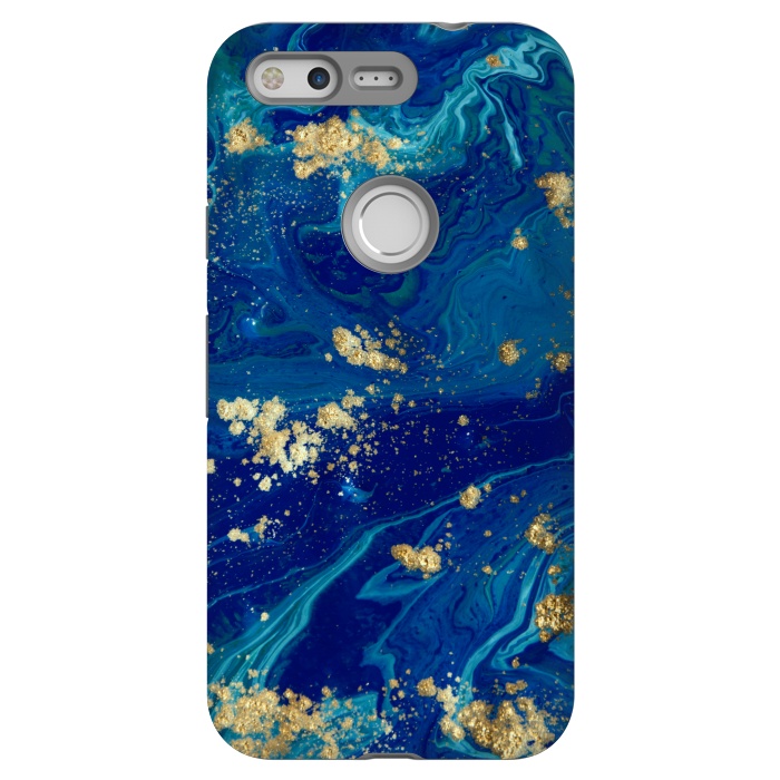 Pixel StrongFit Marble In Blue And Gold 21 by ArtsCase