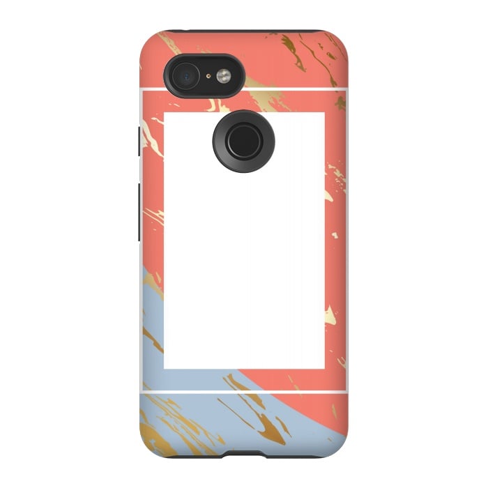 Pixel 3 StrongFit Liquid In Melon, Gray And Gold by ArtsCase