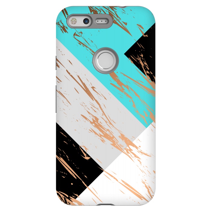Pixel StrongFit Aquamarine With Gold On Marble Background by ArtsCase