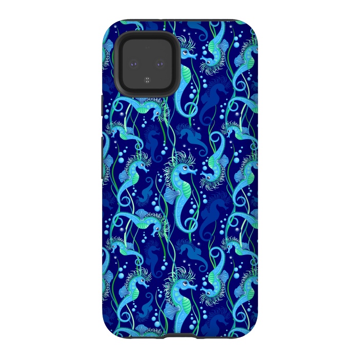 Pixel 4 StrongFit Seahorse cute blue sea animal Pattern by BluedarkArt