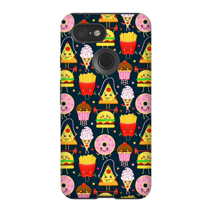 Pixel 3 StrongFit Fit Fast Food (Navy)  by Tigatiga