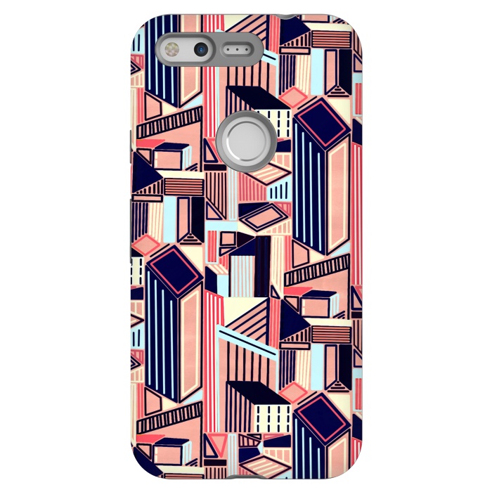 Pixel StrongFit Abstract Minimalism City (Blush & Navy)  by Tigatiga