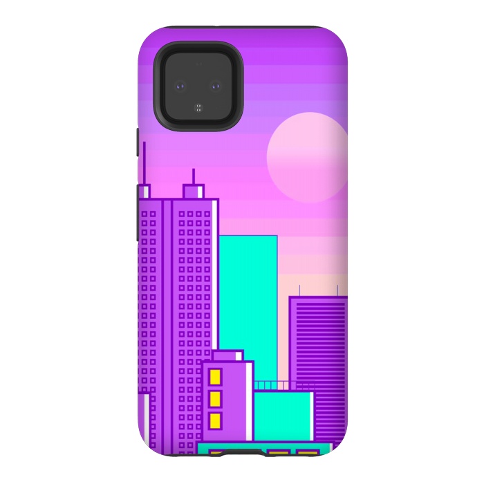 Pixel 4 StrongFit purple sunset in the city by haroulita