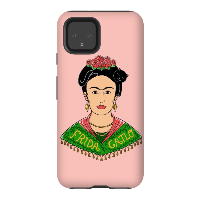 Pixel 4 StrongFit Frida Catlo Pink by Coffee Man
