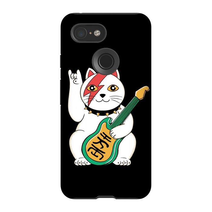 Pixel 3 StrongFit Lucky Cat Black by Coffee Man