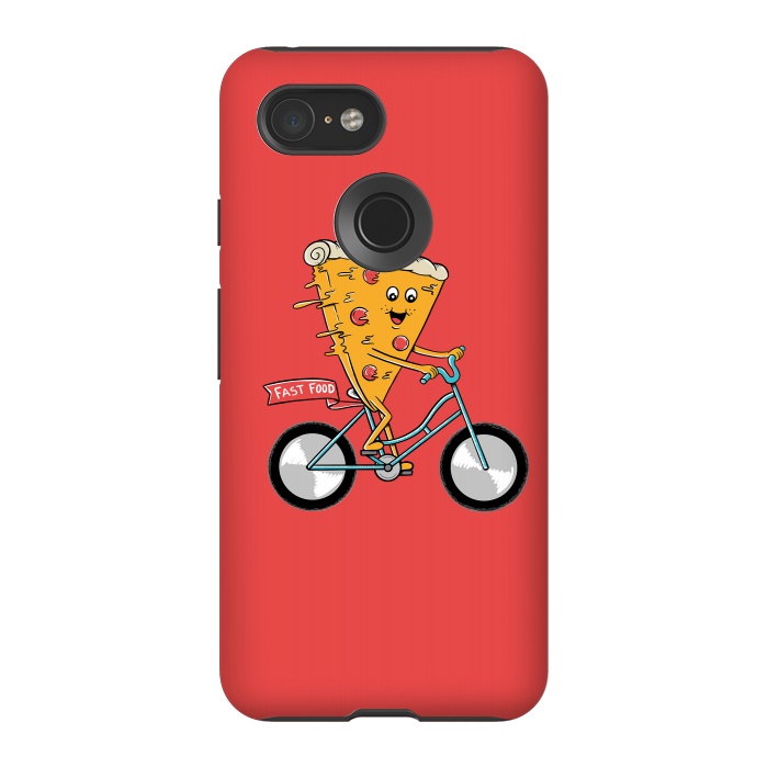Pixel 3 StrongFit Pizza Fast Food Red by Coffee Man
