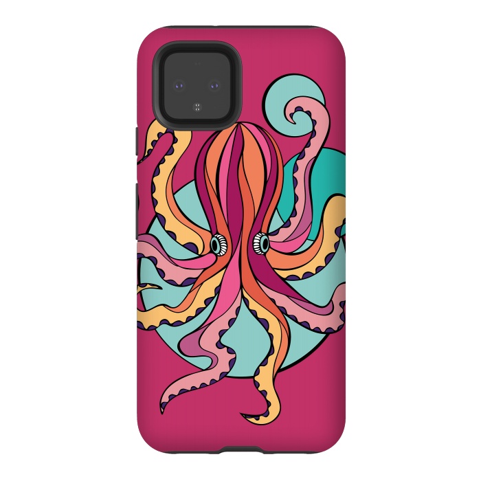 Pixel 4 StrongFit Pink Octopus III by Majoih