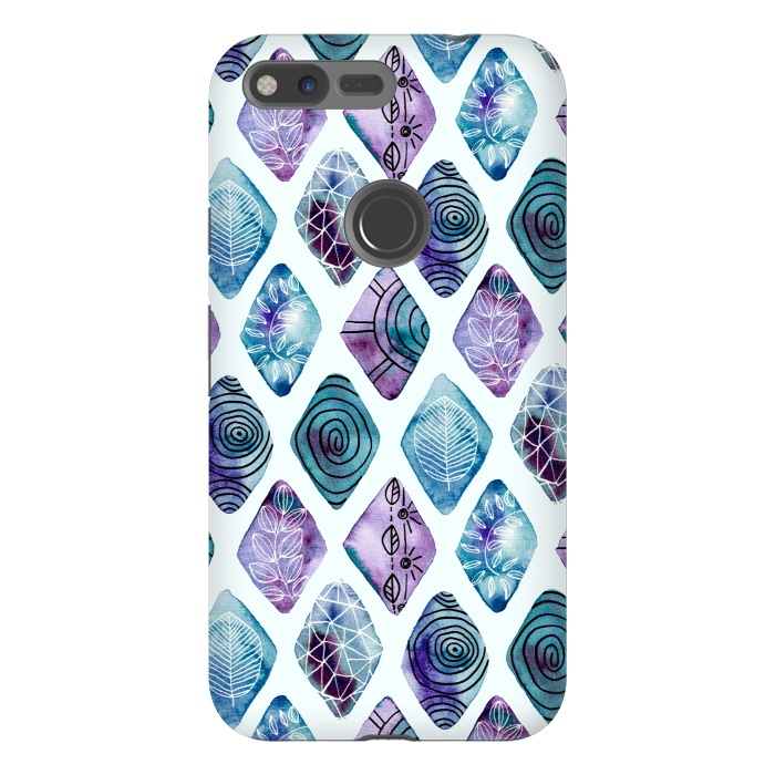 Pixel XL StrongFit Patterned Watercolor Diamonds Blue  by Tigatiga