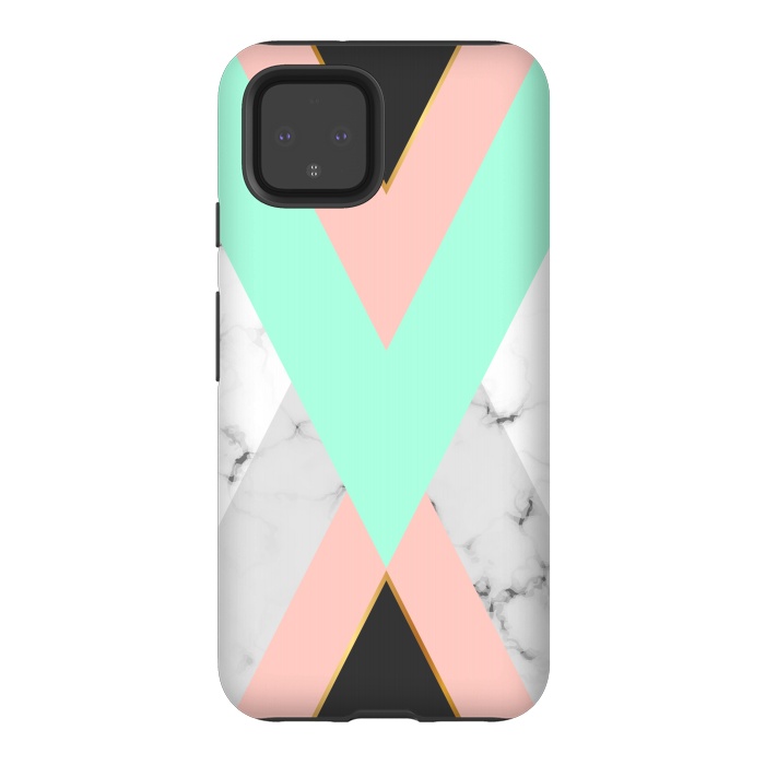 Pixel 4 StrongFit Marbled Aquamarine In Vertical by ArtsCase