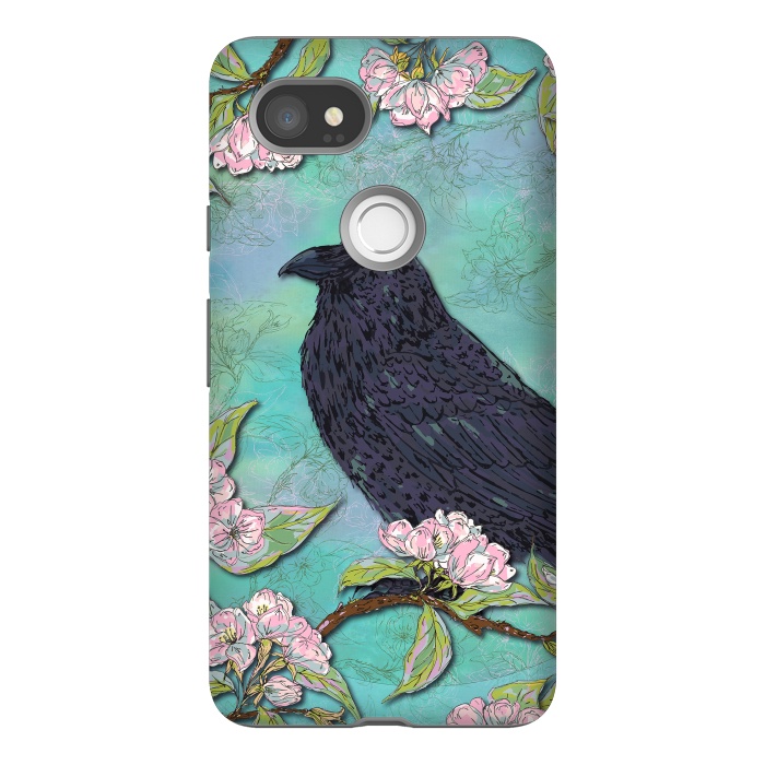 Pixel 2XL StrongFit Raven & Apple Blossom by Lotti Brown