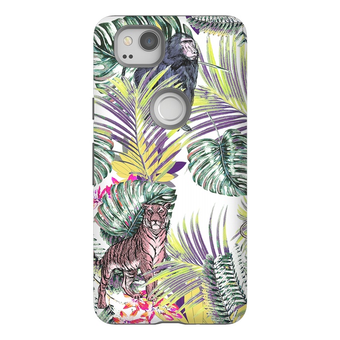 Pixel 2 StrongFit Jungle fever - wild animals and colorful leaves by Oana 
