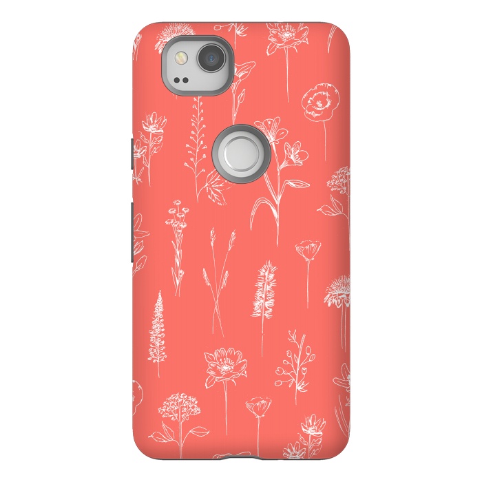 Pixel 2 StrongFit Patagonian wildflowers - Coral by Anis Illustration