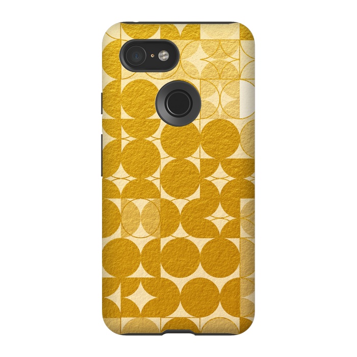 Pixel 3 StrongFit Mid Century Gold Geometric by Art Design Works
