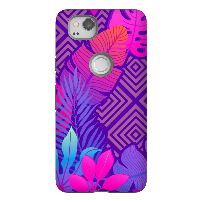 Pixel 2 StrongFit Tropical Lines And Leaves Patterns by ArtsCase