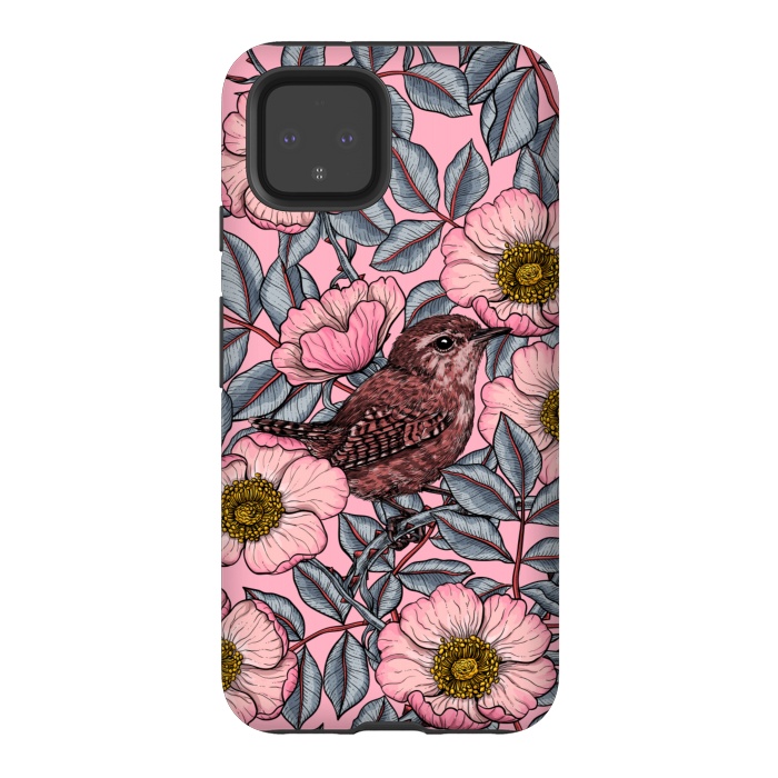 Pixel 4 StrongFit Wrens in the roses by Katerina Kirilova