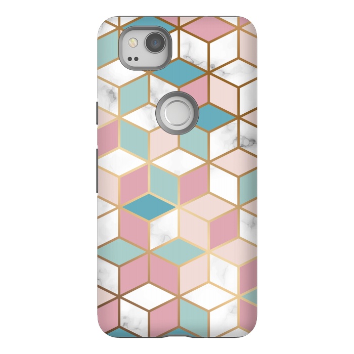 Pixel 2 StrongFit Crystals In Blue And Pink Marble by ArtsCase