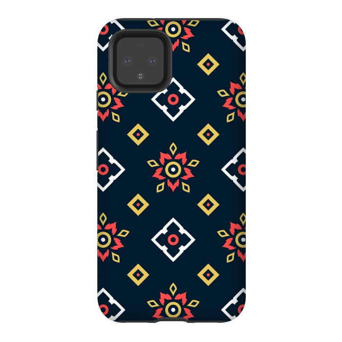 Pixel 4 StrongFit BLACK RED ETHNIC PATTERN by MALLIKA